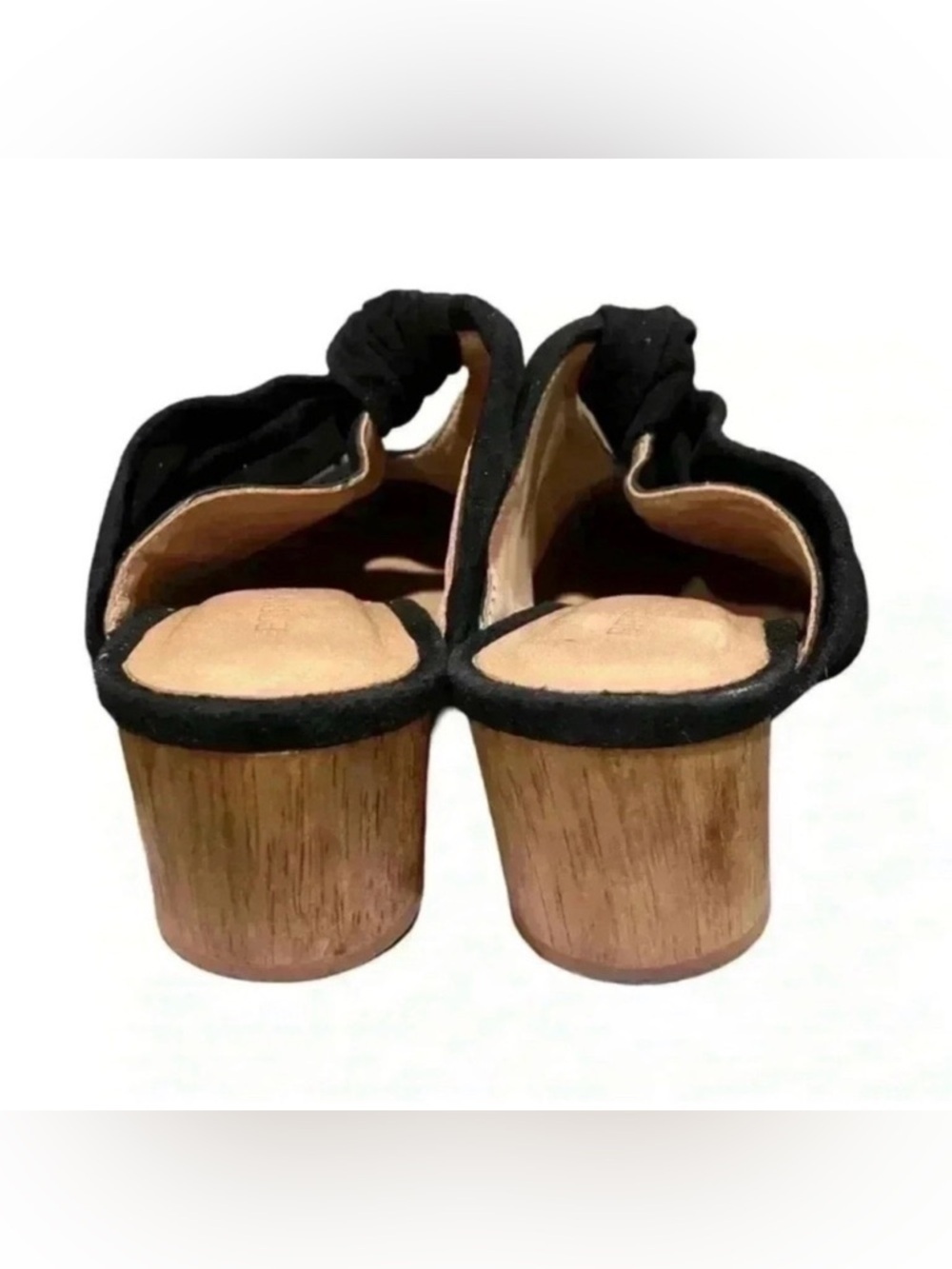 Bernardo Finley Suede Knot Wood Block Heel Mules Black - Picture 6 of 12